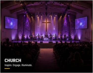 Professional church lighting system and worship lighting design for modern churches
