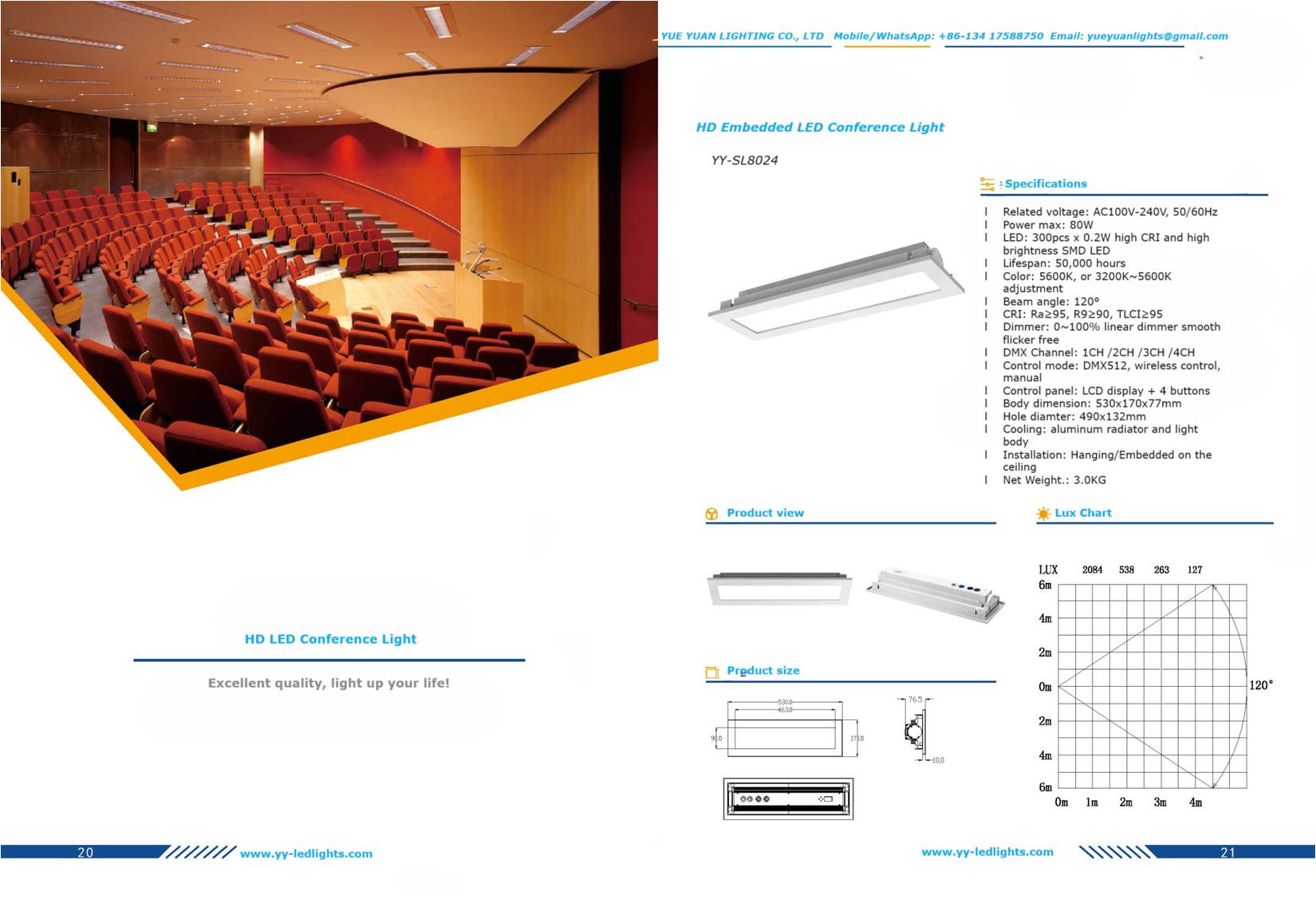 YUE YUAN HD embedded LED conference light series models