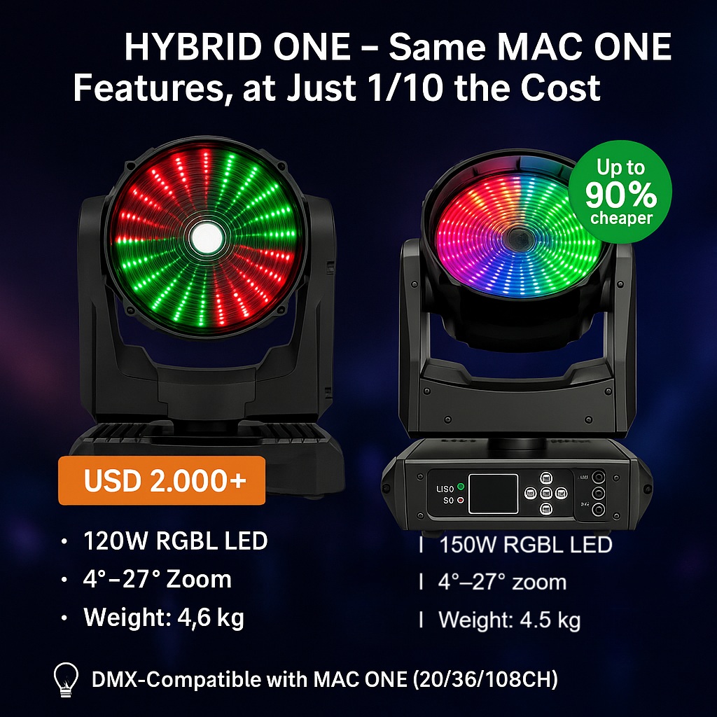 Watch Hybrid MAC ONE 150W RGBL LED Moving Head Light Product Video